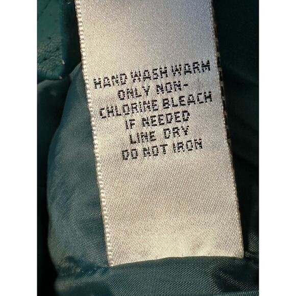 Kate & Mallory Sz M Green Faux Leather Moto Jacket Zip-Off Sleeve biker gorpcore - Picture 6 of 13